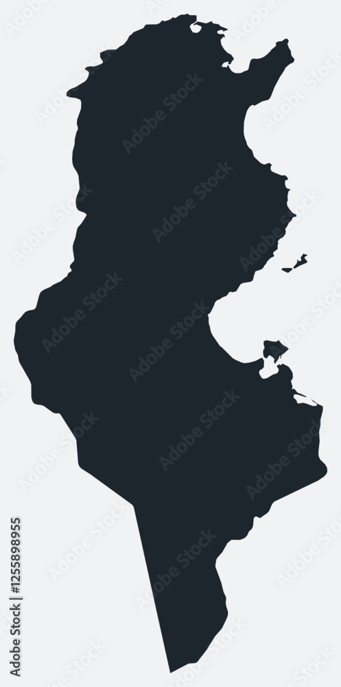 Tunisia map. Just a simple border map. Shape of the country. Flat blank Tunisia outline. Vector boundary illustration. Tunisia map. Just a simple border map. Shape of the country. Flat blank Tunisia outline. Vector boundary illustration.