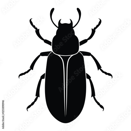 Vector silhouette illustration of a beetle on a white background