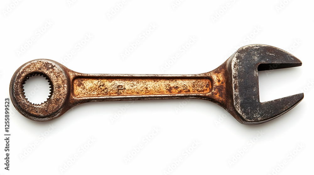 Photo - Rusty Wrench Tool on White Background Photo - Rusty Wrench Tool on White Background