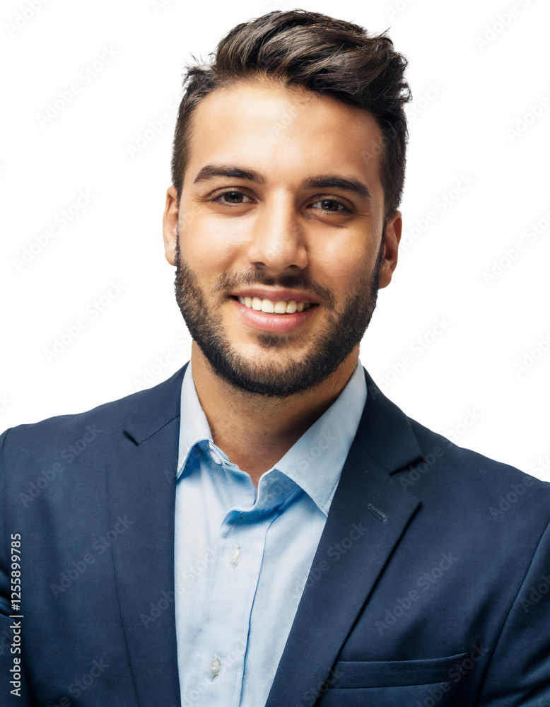 Portrait of only one Man. White Background. Portrait of only one Man. White Background.