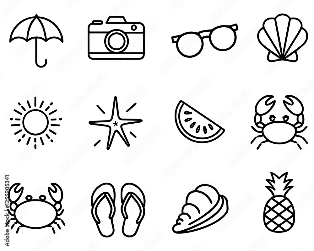 summer icons. beach vector summer icons. beach vector