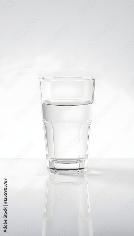 Glass of water isolated on transparent png, isometry. with white shades Glass of water isolated on transparent png, isometry. with white shades