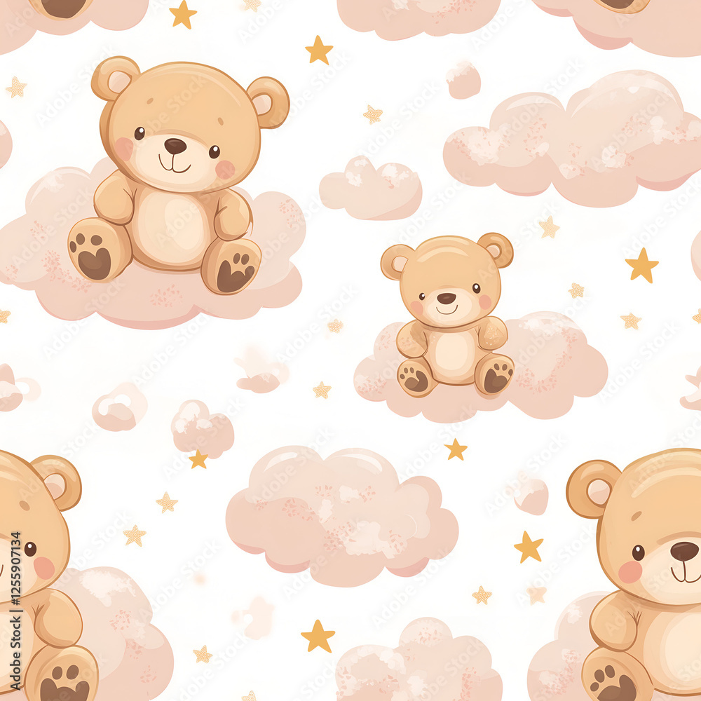 Cute Bear and Cloud Pattern Cute Bear and Cloud Pattern