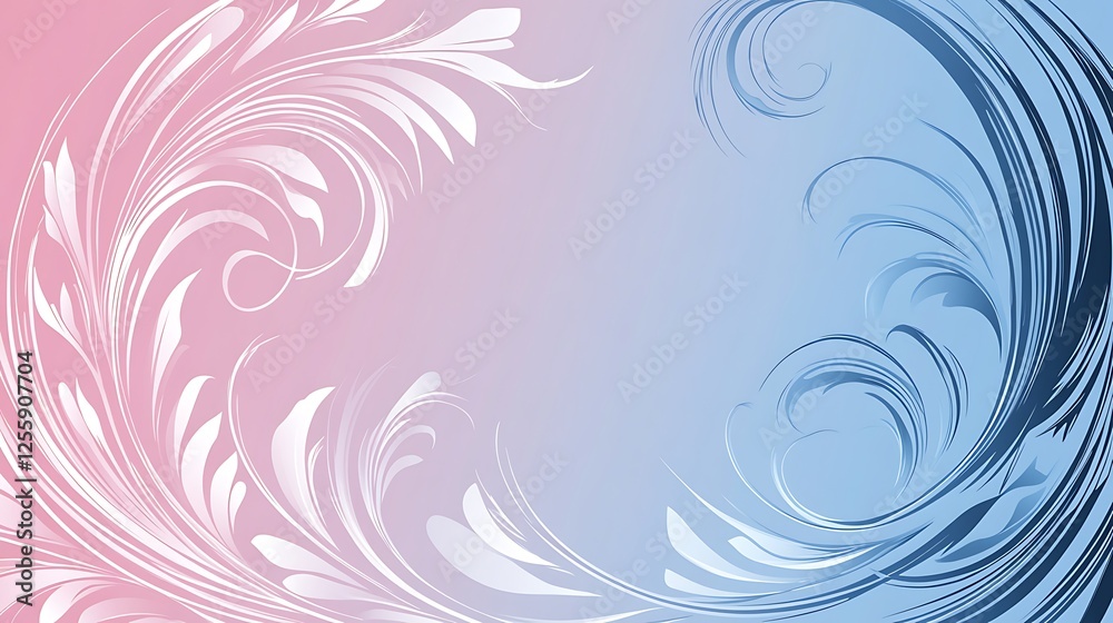 Abstract Floral Design Pink Blue Swirls Background