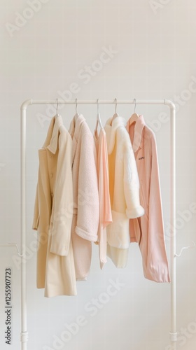 Wallpaper Mural A high-fashion pastel clothing arrangement inspired by Vogue aesthetics, featuring soft tones and a sleek, stylish wardrobe setup Torontodigital.ca