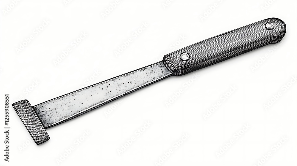 A Handheld Gardening Tool With Wooden Handle A Handheld Gardening Tool With Wooden Handle