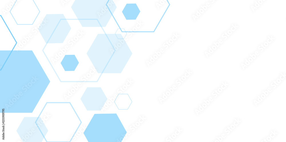 white and blue technology hexagonal abstract background. Abstract blue hexagon or digital technology background. Vector abstract graphic design banner pattern presentation background web template.