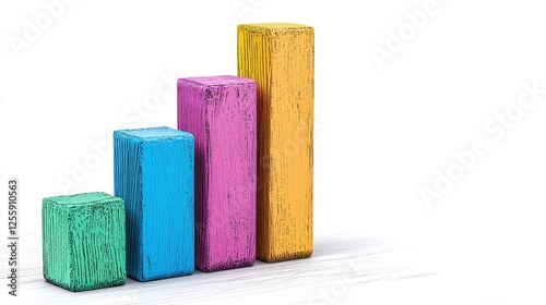 Colorful Bar Graph Representing Business Growth and Data Analysis With Geometric Shapes