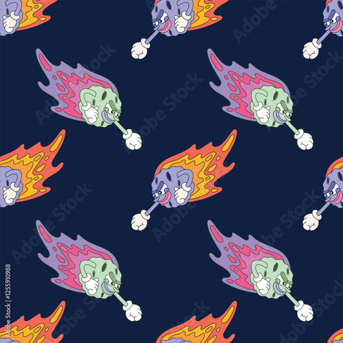 meteor mascot character seamless pattern