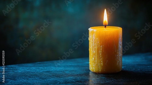 Wallpaper Mural Burning yellow candle, dark background, remembrance, somber mood Torontodigital.ca