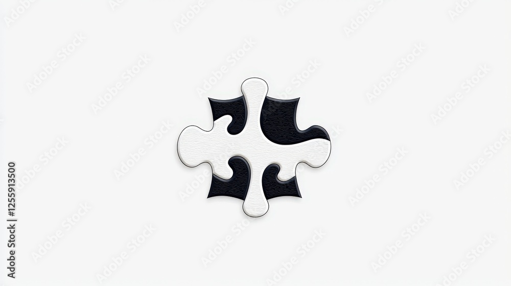 Obraz premium Black and White Puzzle Piece on a Light Background Symbolizing Problem Solving and Connection