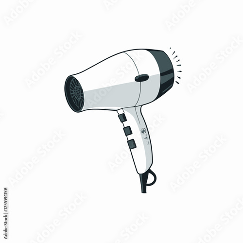 Vector illustration of blue hair dryer,blue blow dryer on white background.	
