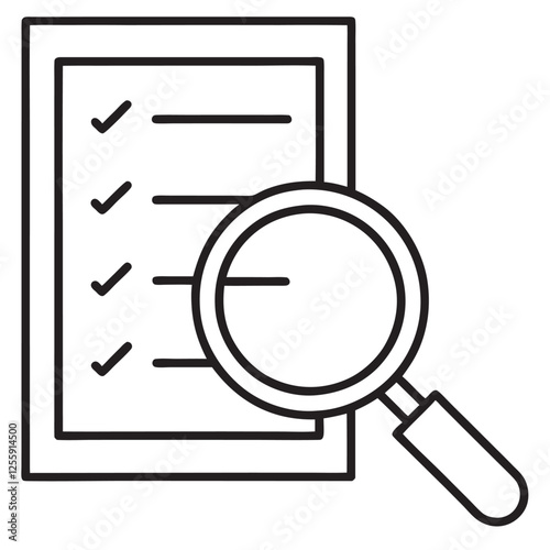 SEO audit icon with a magnifying glass and checklist 