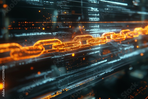 Digital chain link representation in abstract technology background
