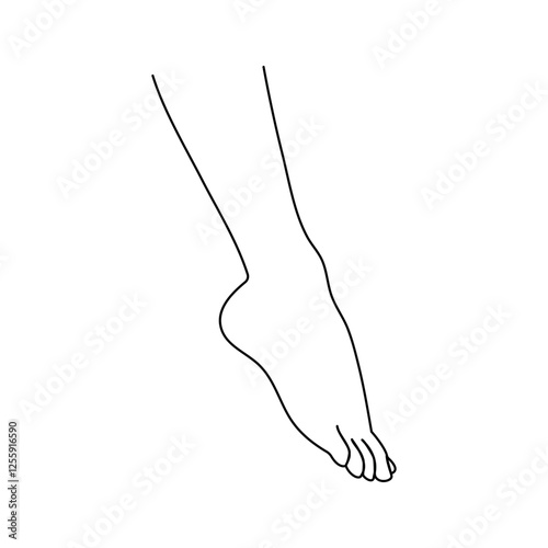 Foot sole single-line art on a white artboard beautifully portrays the simplicity and symmetry of a foot’s sole, using a single fluid line to express its natural form.