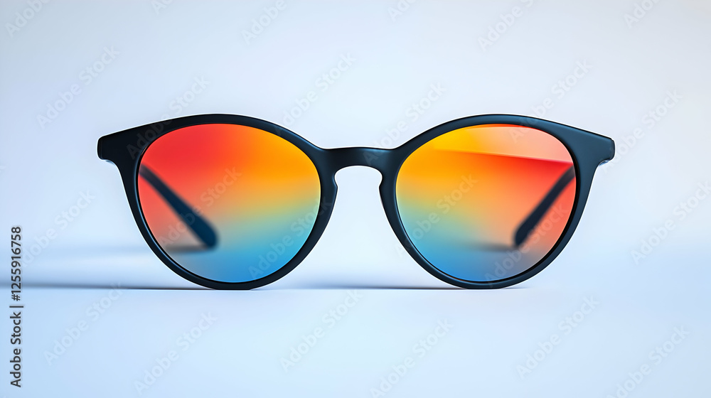 3D Illustration Sunglasses, Gradient Lens, Colorful Reflection 3D Illustration Sunglasses, Gradient Lens, Colorful Reflection