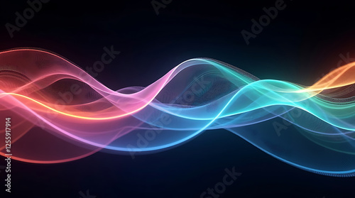 Wallpaper Mural Abstract wave lines pattern dynamic colorful light flowing isolated on black background. concept of music, party, technology, modern. Abstract flowing wavy lines. Colorful dynamic wave Torontodigital.ca