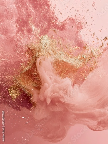Wallpaper Mural Rose gold abstract fluid art background with swirling smoke and glitter Torontodigital.ca