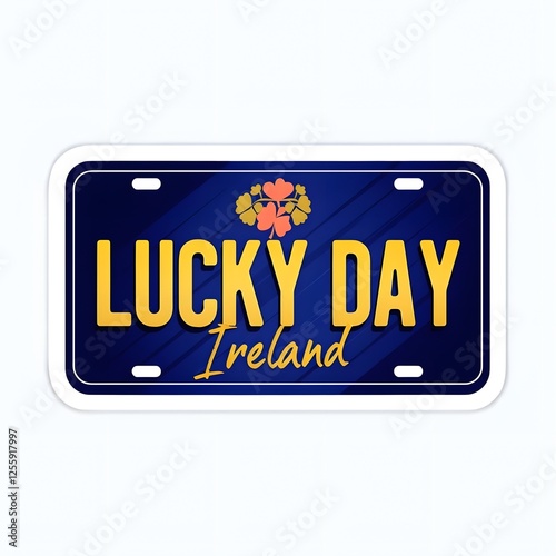 Cheerful St. Patrick's Day Lucky Day License Plate Sticker photo