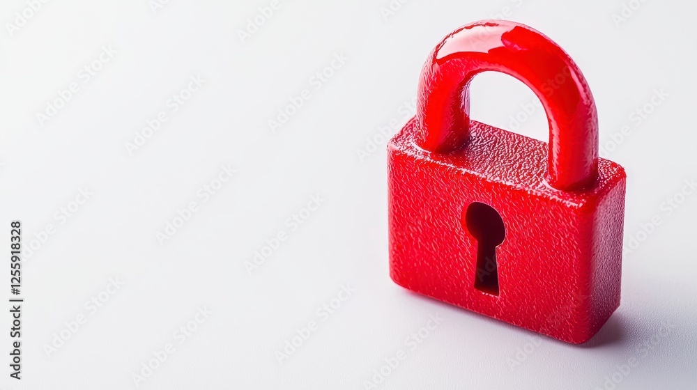 Red Padlock on Plain Background Symbolizing Security and Protection in Modern Designs Red Padlock on Plain Background Symbolizing Security and Protection in Modern Designs