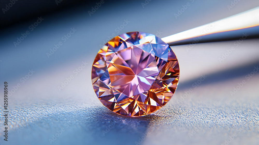 3D Illustration Sparkling Diamond Gemstone Luxury Facets 3D Illustration Sparkling Diamond Gemstone Luxury Facets