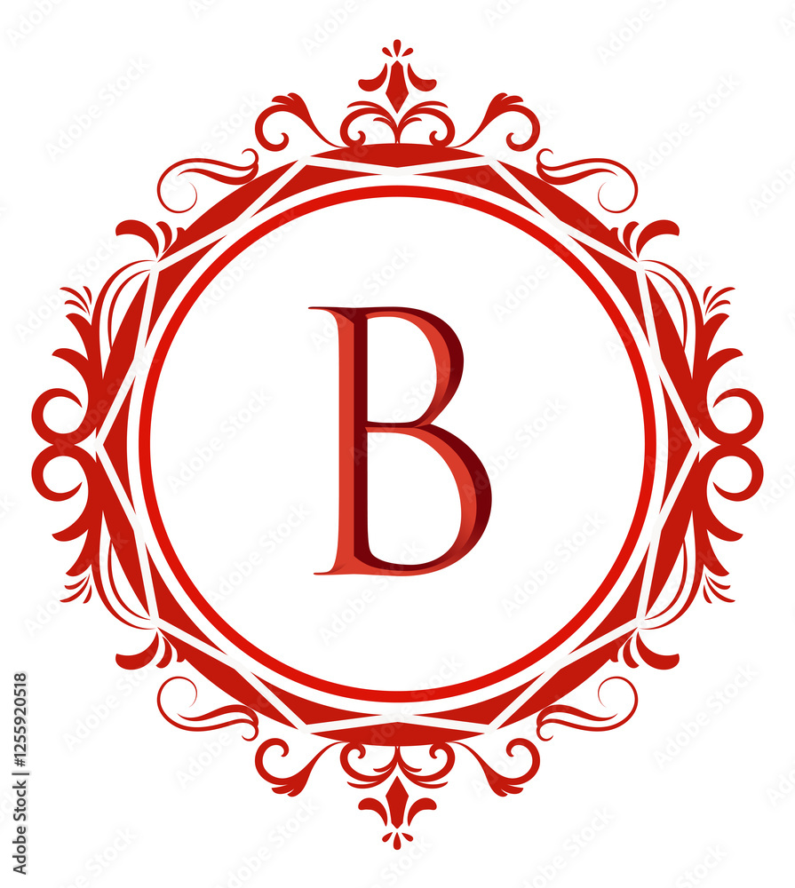 Fototapeta premium Wedding Monogram Red Letter B