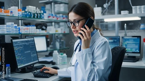 Modern Pharmacy in Action, Pharmacist Consultation and Data Review with Pharmaceutical Precision
