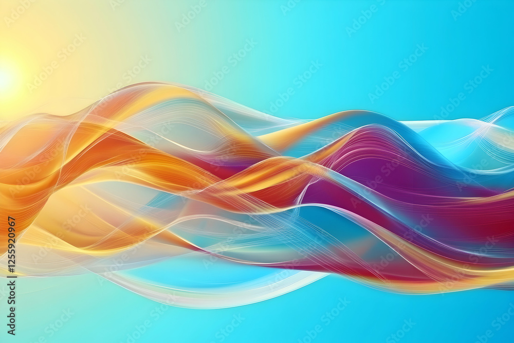 Fototapeta premium Abstract waves flowing on a blue background, suitable for web design and digital art