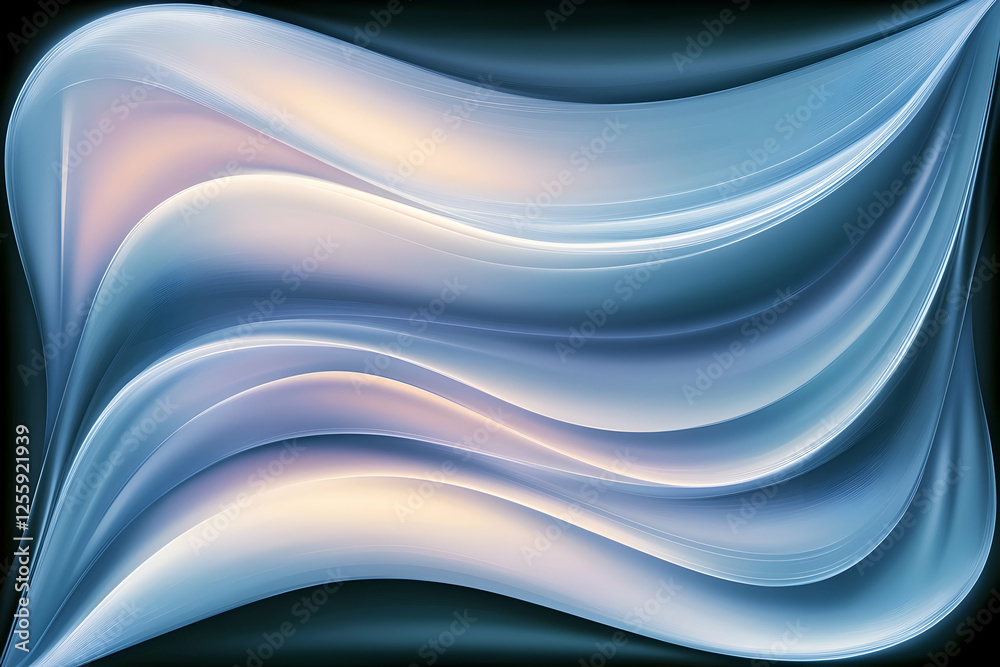 Obraz premium Abstract wavy blue and beige gradient background for presentation or design, creating depth and a flowing effect with glowing highlights
