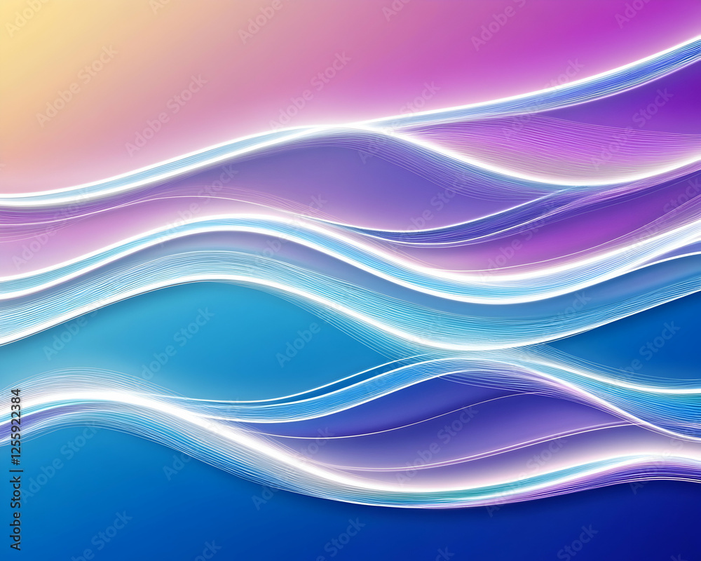 Obraz premium Abstract wavy lines flowing on gradient background for website banner, wallpaper, or presentation design
