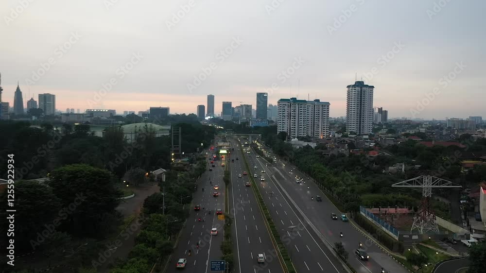 Aerial video above view of downtown Jakarta, central business district Aerial video above view of downtown Jakarta, central business district