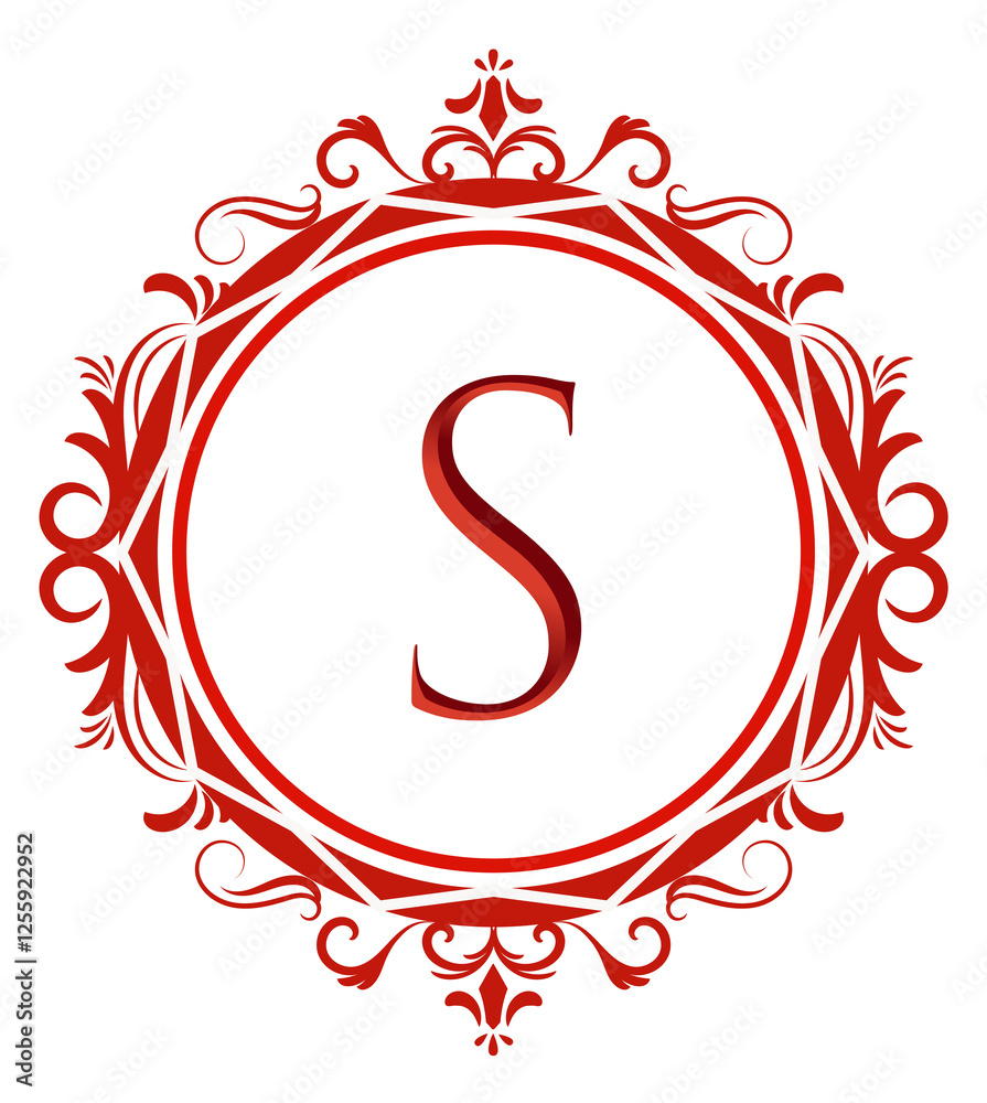 Fototapeta premium Wedding Monogram Red Letter S
