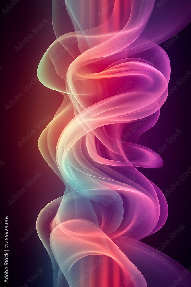 Obraz premium Colorful, glowing smoke creates flowing, swirling patterns. Useful for backgrounds or illustrating abstract concepts