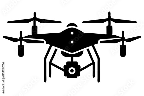 Silhouette of a Drone with Camera 