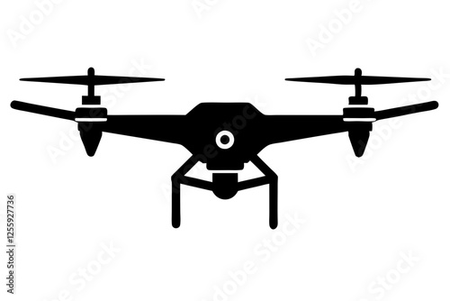 Silhouette of a Drone with Camera, drone icon logo vector illustration 