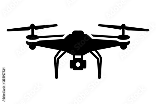 Silhouette of a Drone with Camera, drone icon logo vector illustration 
