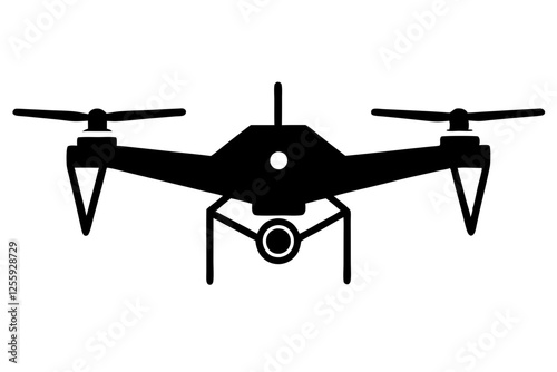 Silhouette of a Drone with Camera, drone icon logo vector illustration 