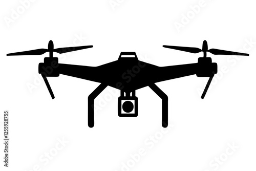 Silhouette of a Drone with Camera, drone icon logo vector illustration 