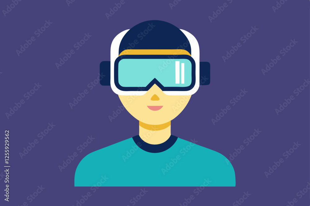 A person Virtual Reality Enthusiast Wearing VR Headset vector illustration , flat vector of virtual reality illustration A person Virtual Reality Enthusiast Wearing VR Headset vector illustration , flat vector of virtual reality illustration