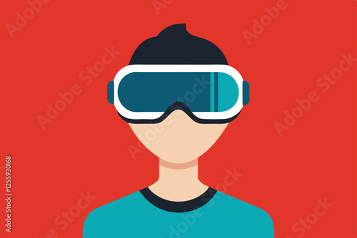 A person Virtual Reality Enthusiast Wearing VR Headset  vector illustration , flat vector of virtual reality illustration 