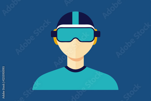 A person Virtual Reality Enthusiast Wearing VR Headset  vector illustration , flat vector of virtual reality illustration 
