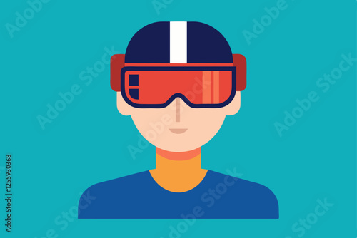 A person Virtual Reality Enthusiast Wearing VR Headset  vector illustration , flat vector of virtual reality illustration 