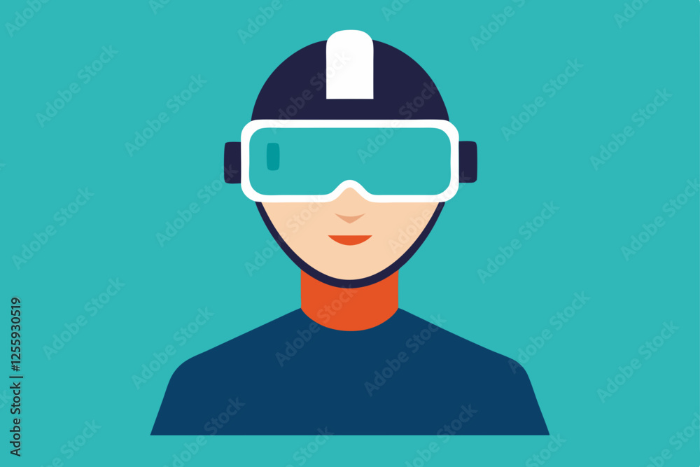 A person Virtual Reality Enthusiast Wearing VR Headset vector illustration , flat vector of virtual reality illustration A person Virtual Reality Enthusiast Wearing VR Headset vector illustration , flat vector of virtual reality illustration