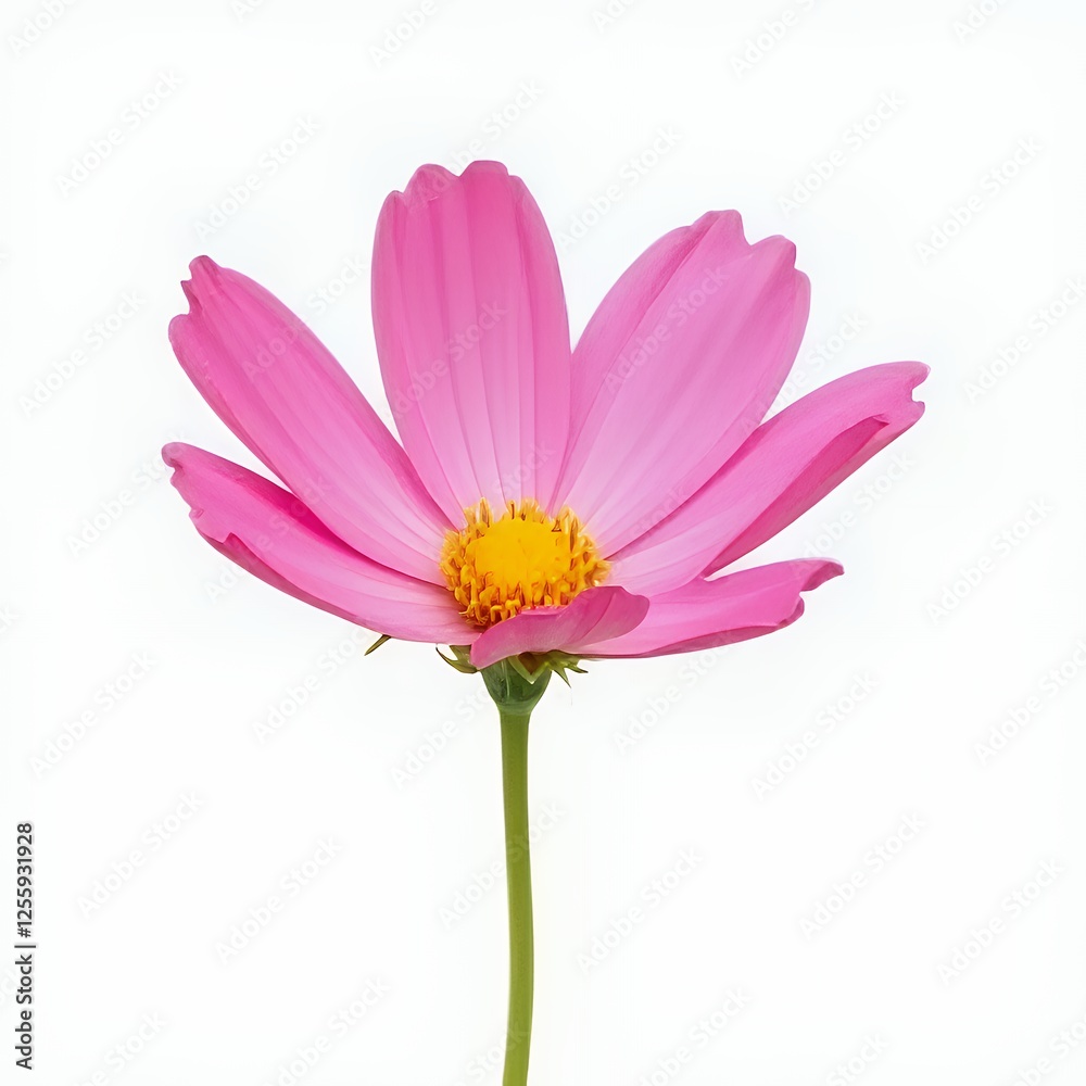 Pink Cosmos Flower_ Close-up Floral Beauty on White Pink Cosmos Flower_ Close-up Floral Beauty on White