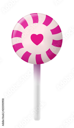 Lollipop with Heart on white background. Valentines day