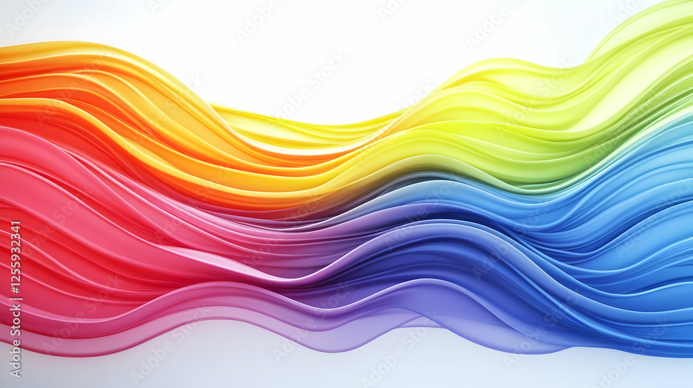 A colorful ribbon floating and twisting on a white background for modern design, texture, poster, or wallpaper use A colorful ribbon floating and twisting on a white background for modern design, texture, poster, or wallpaper use