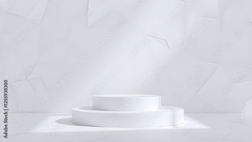 Obraz premium Abstract geometry shape background. podium minimalist mock up scene. 3d rendering. 3d render design for display products on the website. Mockup podium scene concept