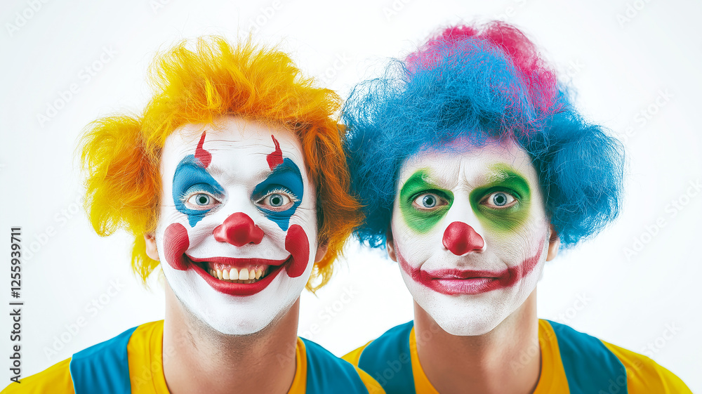 sad and happy clowns on white background sad and happy clowns on white background