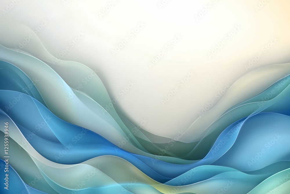 Obraz premium Abstract flowing blue and green waves background for presentations and websites, for use as banner or wallpaper