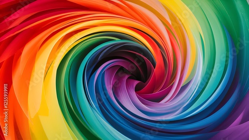 Abstract background in rainbow colours, vibrant vortex swirl festive design for pride festival